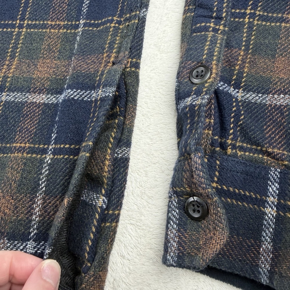 Orvis Flannel Shacket Shirt Mens XXL Blue/Brown Plaid‎ Heavyweight Button Up - Picture 11 of 15